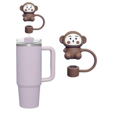 Imagem de Capa de palha de macaco para copo Stanley de 40 e 850 g, tampa de silicone de 10 mm para acessórios de copo Stanley, bonito topo de palha para copos, tampa de palha para canudos reutilizáveis