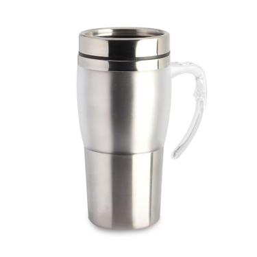 Imagem de Caneca Térmica 400ml em Aço Inox com Detalhe Plástico Fosco e Alça Colorida – Conserva Bebidas Quentes e Frias (Branco)