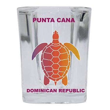 Imagem de Punta Cana República Dominicana Lembrança Rainbow Turtle Design Copo quadrado pacote com 4
