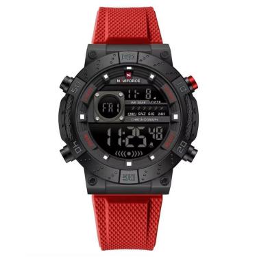 Imagem de Relógio Masculino Digital Data Exibição Quartzo à Prova D´agua Esportivo Militar Vermelho