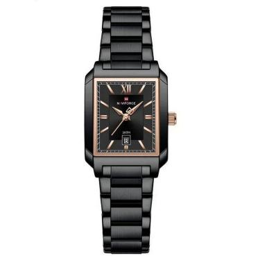 Imagem de Relógio De Pulso Feminino Pulseira Aço Inoxidável Casual 30m à Prova D´agua Preto