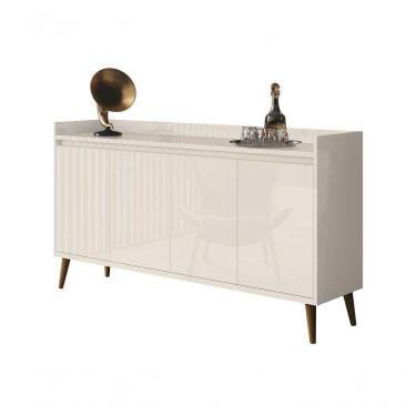 Imagem de Buffet Aparador Retrô Clássico 4 Portas Off White - Moveisaqui