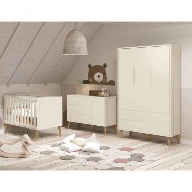 Imagem de Jogo De Quarto Para Bebê Completo 3 Portas Théo New Areia Fosco Com Natural - Moveisaqui