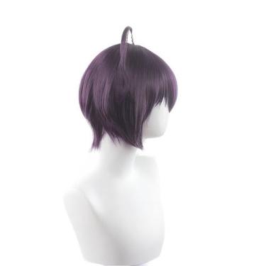 Imagem de Peruca de cosplay preta e roxa sintética de 30 cm para todas as idades