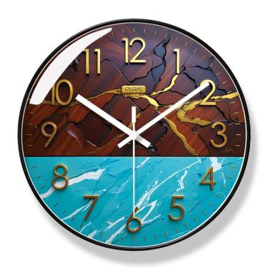 Imagem de Relógio de parede moderno retrô de 30 cm de plástico silencioso de quartzo marrom/azul
