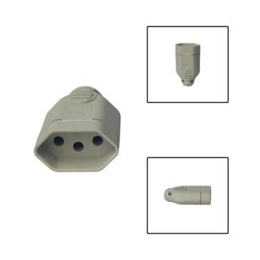 Imagem de Tomada Plug Fêmea 3 Pinos 20A 250V Cinza - Ilumi