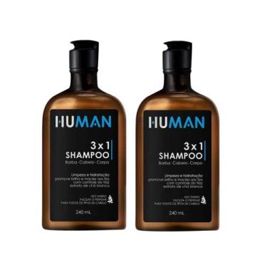 Imagem de Kit 2 Shampoo  Masculino 3x1 Barba Cabelo e Corpo Human 240ml