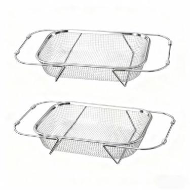 Imagem de Escorredor de Pia Inox Peneira - Com Alça Retrátil em Aço Inoxidável e Fácil de Limpar para Cozinha - Auxiliar Prático para Lavar Legumes e Frutas(2)