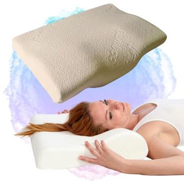 Imagem de Travesseiro Cervical Ortopédico, Almodada de Pescoço, Anti-Ácaro Espuma NASA Viscoelástica, Capa Removível com Fibra de Bambu, Suporte para Coluna, 55cm x 44cm x 12cm Altura