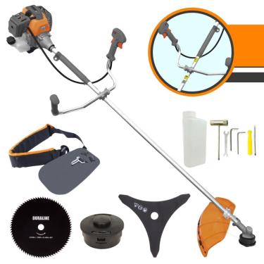 Imagem de Roçadeira Multifuncional Tekna RL430P À Gasolina 43cc 10.000rpm 1,7HP de Potência Completo Com Lâmina 3 Pontas + Lâmina 80 Dentes + Carretel Nylon