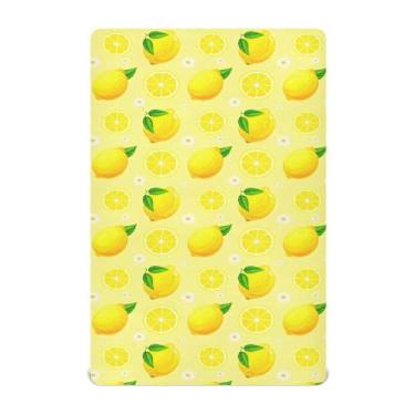 Imagem de CEBUGI Lençol de berço elástico para bebês meninos, meninas, limões amarelos, margaridas brancas, mini pacote com elástico, lençol com elástico para crianças, material neutro, ultra macio, colchão