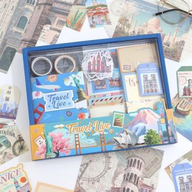 Imagem de Kit de materiais para scrapbook, jardim verde, scrapbook, diário de bala, papelaria, caderno de grade A6, suprimentos para anotações DIY floral, presente de artesanato de aniversário para meninas