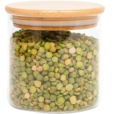 Imagem de Pote de Vidro Circular Hermético Multiuso com Tampa de Bambu - 500ML