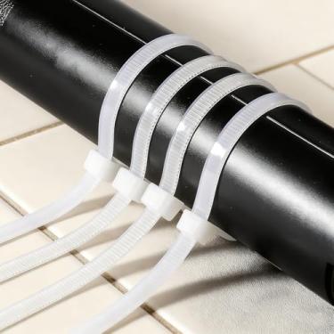 Imagem de Abraçadeiras de plástico com fecho de correr organizador de fios para gestão de cabos elétricos industriais de carro, escritório doméstico (branco, 30 cm)