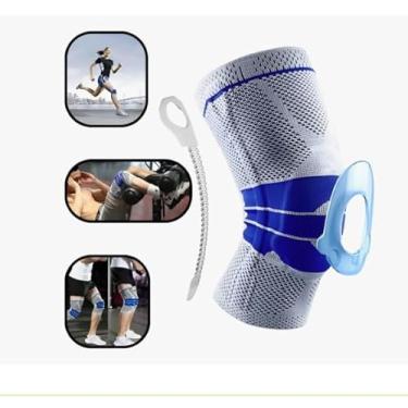 Imagem de joelheira Articulada de Compressão – Suporte para Joelho com Anel de Silicone Patelar e Estabilizadores Laterais – Esportes, Academia, Corrida e Futebol (G)