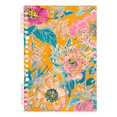 Imagem de Burbuja Caderno de flores, papel pautado universitário A5 com 60 folhas, fichário para escritório, 1 pacote