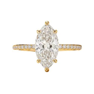 Imagem de 1 anel de zircônia de olho de cavalo brilhante de prata esterlina simples e elegante 2CT para festa feminina, presente de dia das mães, joias finas, presentes, Prata esterlina, Sem pedra preciosa