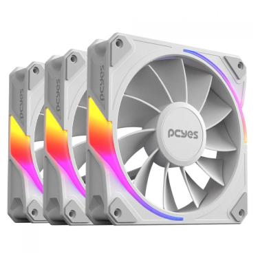 Imagem de Kit 3 Coolers 120mm Sangue Frio 3 Reverse - LED ARGB - Branco - Pcyes K3ARGBSF3WGRVBR