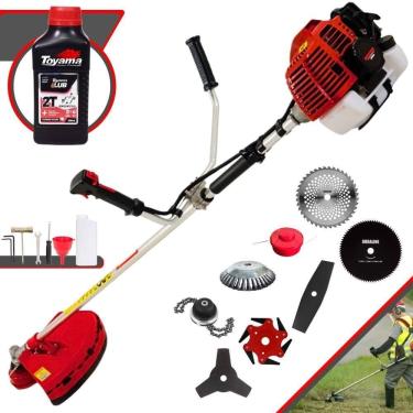 Imagem de Roçadeira Kawashima Kw43l À Gasolina 43c 1,7hp + Faca 2 Pontas + Faca 40 Dentes + Faca 80 Dentes + Trimmer + Escova 38c