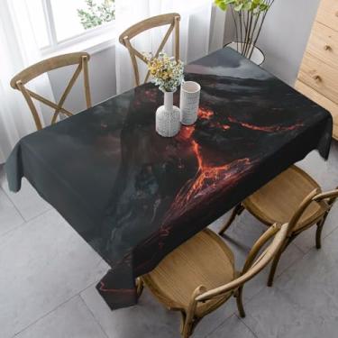 Imagem de ZTPOWQA Volcano Print Toalha de mesa de jantar retangular 99 x 139 cm, impermeável, reutilizável, festa de jantar