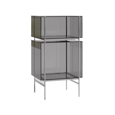 Imagem de Suporte para armazenamento de CDs Suporte multifuncional para CDs em acrílico com suporte aço inoxidável para aparador de sala estar(Gray)