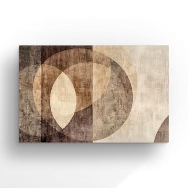 Imagem de Quadro Abstrato em Tons Marrom e Bege, Arte Moderna Geométrica, Decoração para Sala, Estilo Contemporâneo, 60x40cm