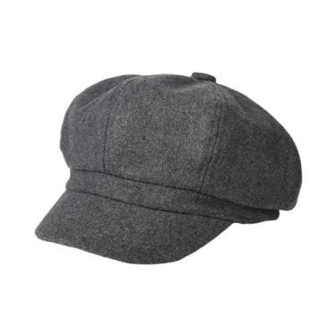 Imagem de Boina Feminina De Inverno Octogonal Cor Sólida Estilo Britânico Francê