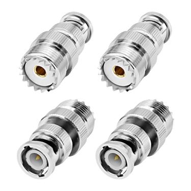 Imagem de XMSJSIY BNC macho para SO239 PL259 UHF fêmea adaptador de antenas coaxiais conector coaxial de baixa perda para rádio amadorador/dispositivos LAN sem fio/antenas RF -4 peças