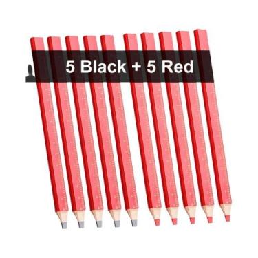 Imagem de Lápis Para Marcenaria 10 Peças, Canetas De Marcação De Madeira Com Pon