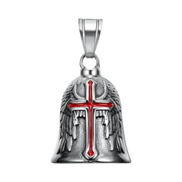 Imagem de Colar Masculino Vintage Com Pingente De Sino De Motocicleta Em Aço Ino