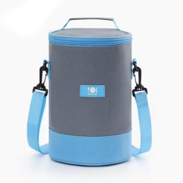 Imagem de Bolsa térmica térmica, pequena bolsa de acampamento, 8 latas, lancheira para acampamento, caminhada, praia, viagens, mochila térmica à prova d'água, bolsas térmicas ao ar livre (azul)