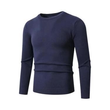 Imagem de Suéter Masculino Slim Fit Com Gola Redonda, Leve, Macio, De Manga Long