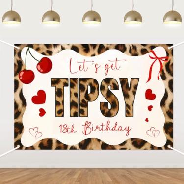 Imagem de Pano de fundo de festa Leopard Let's Get Tipsy – Banner com estampa de chita para meninas, festa de aniversário de 18 anos, fundo de fotografia de vinil, decoração de cabine de fotos safári selvagem