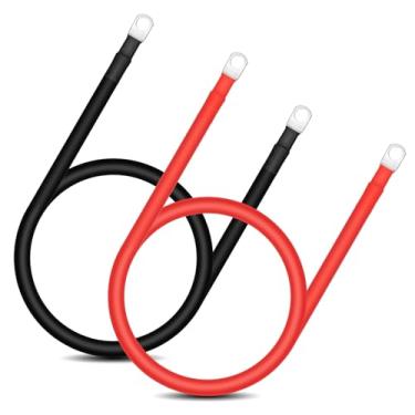 Imagem de Swpeet Conjunto de cabos inversores de bateria de cobre puro com kit sortido de terminais de 1 cm (1 positivo e 1 negativo), cabos inversores de energia com terminais para RV (8AWG)