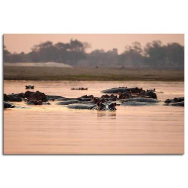 Imagem de 6 hipopótamos pôster hipopótamo impressões em tela África arte de parede para decoração de escritório doméstico não ramed 30,5 x 20,3 cm