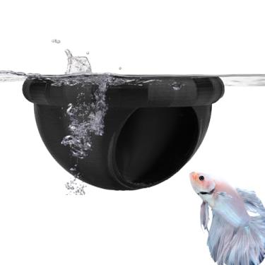 Imagem de Toca Flutuante para Betta, 7x7x4cm Caverna Flutuante Camarões de Betta Decoração de Rede Aquário Esconderijo Peixes Comedouros e Locais para Descanso Seguro dos Peixes (Preto)