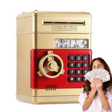 Imagem de Banco de moedas ATM,Banco de dinheiro ATM para crianças | de moedas eletrônicas com senha de 4 dígitos,Caixa de dinheiro de criativa do banco de poupança de grande capacidade para notas secretas