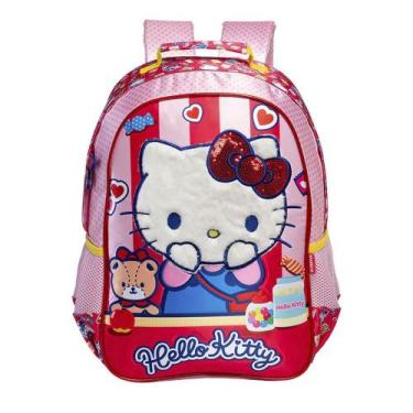 Imagem de Mochila Escolar Infantil Hello Kitty Cetim Plush Original Xeryus