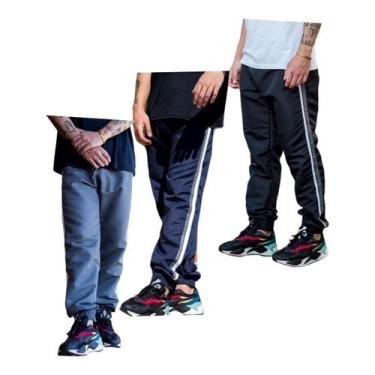 Imagem de Kit 3 Calças Tactel Jogger Elastico Na Barra Promocional 017 - J94, 1 