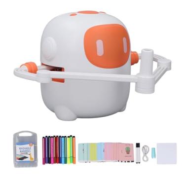 Imagem de Ainoli robô de desenho interativo para crianças, brinquedo educacional inteligente para jardim de infância, robô de desenho automático com 100 cartões de desenho, 14 canetas (Branca)