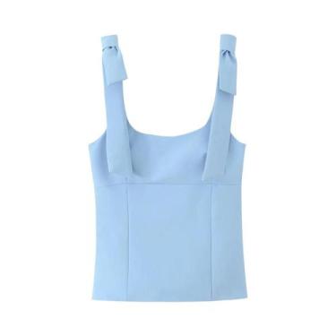 Imagem de Top Elegante Com Alças Para Mulheres, Verão, Estilo Casual, Decote Qua