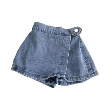 Imagem de Saia De Jeans Azul Para Meninas Calças De Verão Para Crianças Com Cint