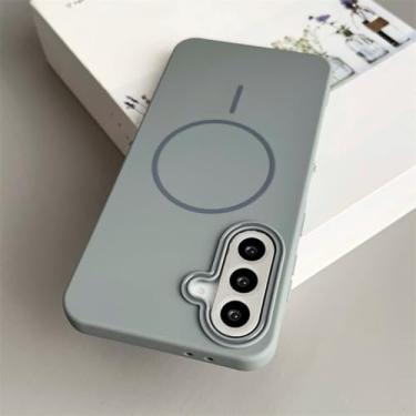 Imagem de Capa de silicone macio para Samsung S25 S24 S23fe S22 Ultra Plus A56 A36 A26 A16 A06 A55 A14 A13 A54 com capa magnética (para Galaxy A15/Cinza)
