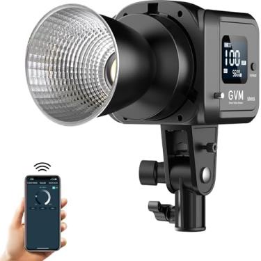 Imagem de Luz de vídeo GVM 80W, iluminação contínua para fotografia com suporte Bowens, 5600K, 44100Lux/0,5 m luz de estúdio com aplicativo, CRI 97+ 8 luzes de cena suportam adaptador CA e bateria NP