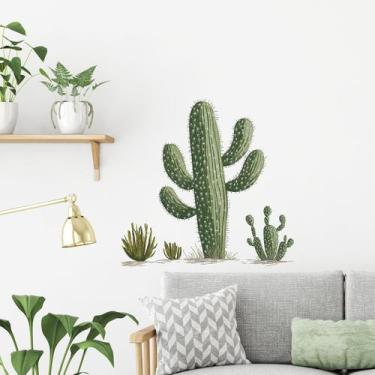 Imagem de Adesivos de parede Tropical Desert Cactus autoadesivos em PVC 49x50cm 