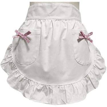 Imagem de Avental: meio avental fofo com babados e laços e bolsos - Yiweisai