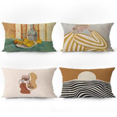 Imagem de Conjunto de fronhas, arte abstrata, estilo vintage, 40 x 60 cm (4 unid