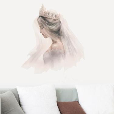 Imagem de Adesivos de parede, retrato de noiva, PVC, casamento elegante, 30x30cm