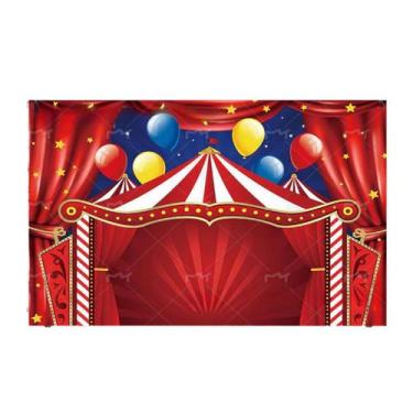 Imagem de Tapeçaria pendurada na parede com cortina vermelha de circo, tenda de 