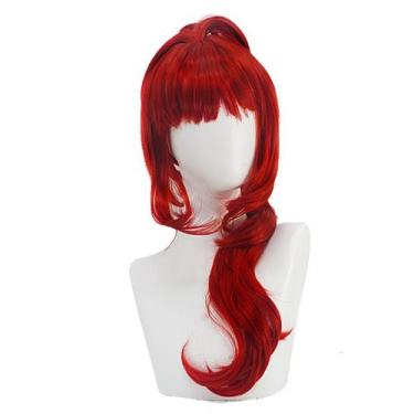 Imagem de Peruca de cosplay longa vermelha de 65 cm com rabo de cavalo, sintétic